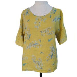Bellambia Italian Linen Bird Ruffle Top